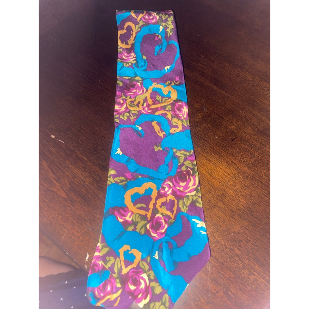 Vintage Beatles Floral &Hearts Silk Tie One Size